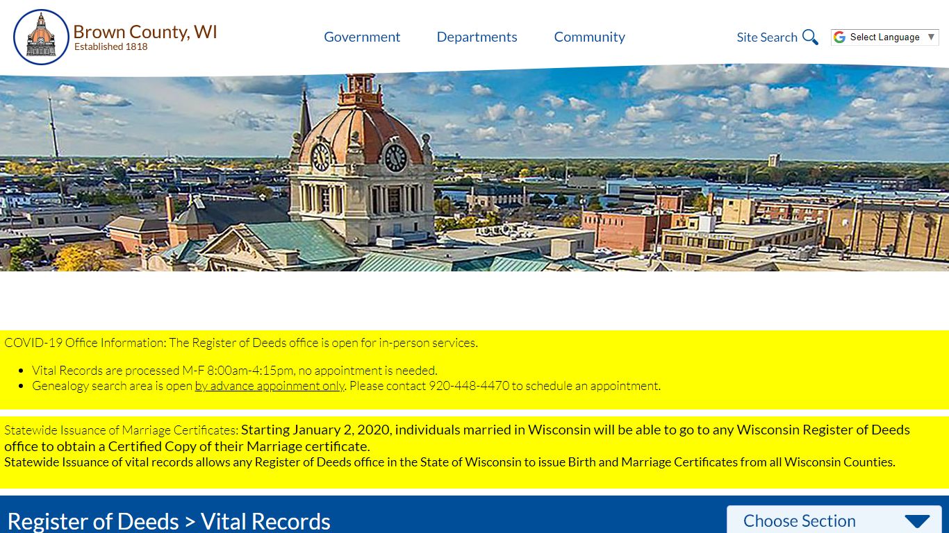 Brown County » Departments » Register of Deeds » Vital Records