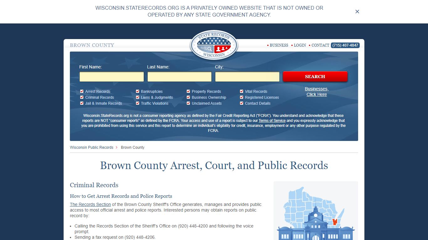 Brown County Arrest, Court, and Public Records